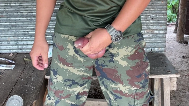 Hiroshi_cr: Horny Solider Thai Jerks off &amp; Cums