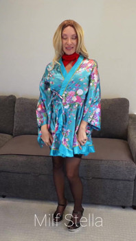 Blue Robe with Black Heels