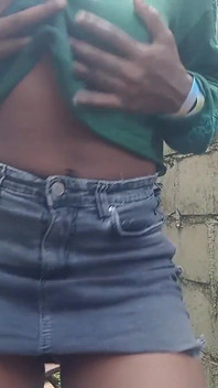 Teasing Outdoors in Short Skirt Rubbing My Pussy