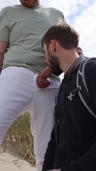 French Vlog Bisexual Beach Outdoor Blowjob Sucking and Stroking with No Shame