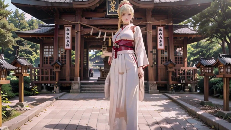 Seraphina Vale: Segreto del santuario della ragazza bionda kimono! Inginocchiarsi sotto il...