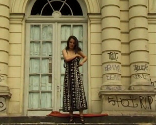 European Classics: Slut fingering her pussy on outdoor stairs