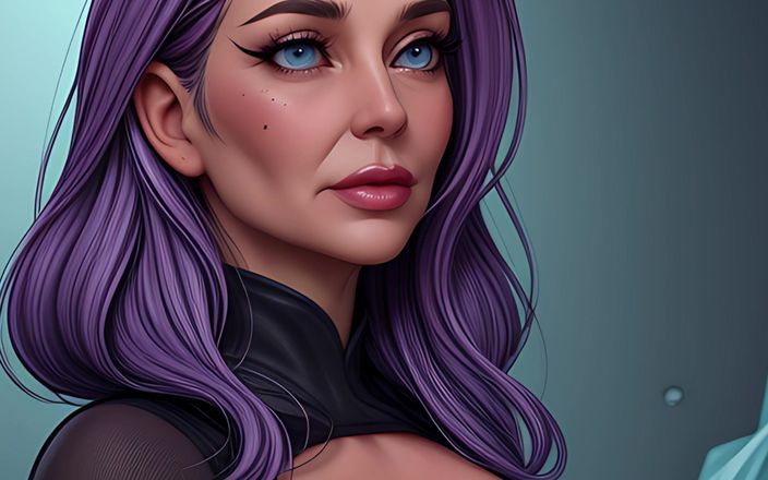AI Porn: Crystal Frost Queens - фигуристые с фиолетовыми волосами богини в замерзшей пещере