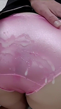 Shiny Pink Satin Panties Pantyjob Grind Fuck and Cum - Satincum