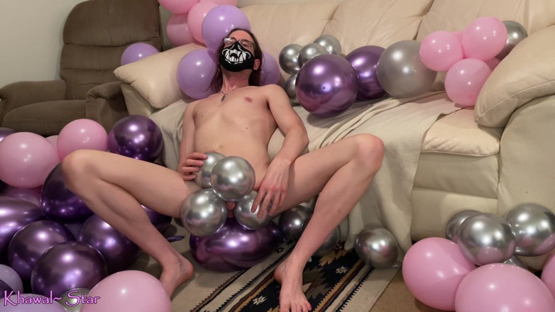 Khawal Star: Long hair looner Khawal balloon fun w cum n pop
