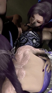 3D Two Busty Cosplay Slut Have First Time Foursome Sex