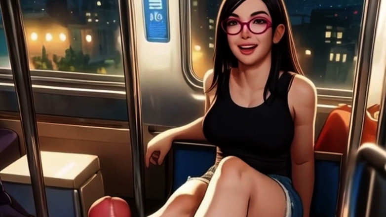 Spicy Toons: リンが電車の中でフットジョブをする