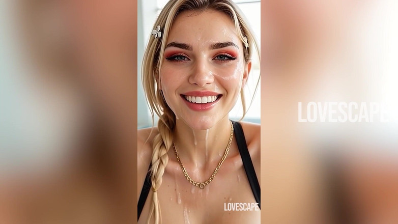 Lovescape: Гаряча блондинка біля басейну подвійно об'єднана і відтрахана великим чорним членом