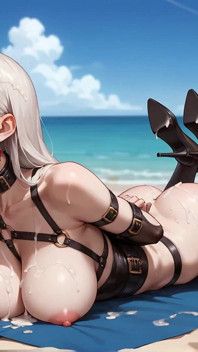 กะหรี่ผมขาวเงี่ยนโดนน้ำเงี่ยนพุ่งใส่เต็มตัวบนหาดเขตร้อน - BDSM XXX ผูกมัด!