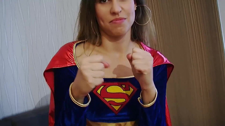 Toy Sluts: Hot babe in supeman outfit masturbates hard