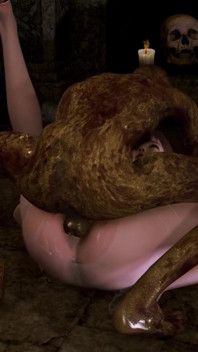 3Dセクシーなアジア人妻が彼女の巨大なおっぱいを裸にしてモンスターに犯されました