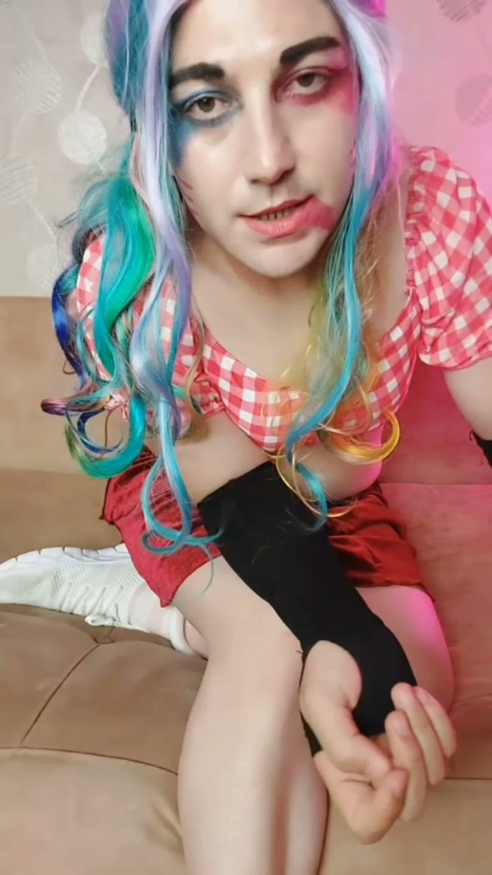 Kitty_Cross: Harley Quinn Femboy Cosplay Model Crossdresser
