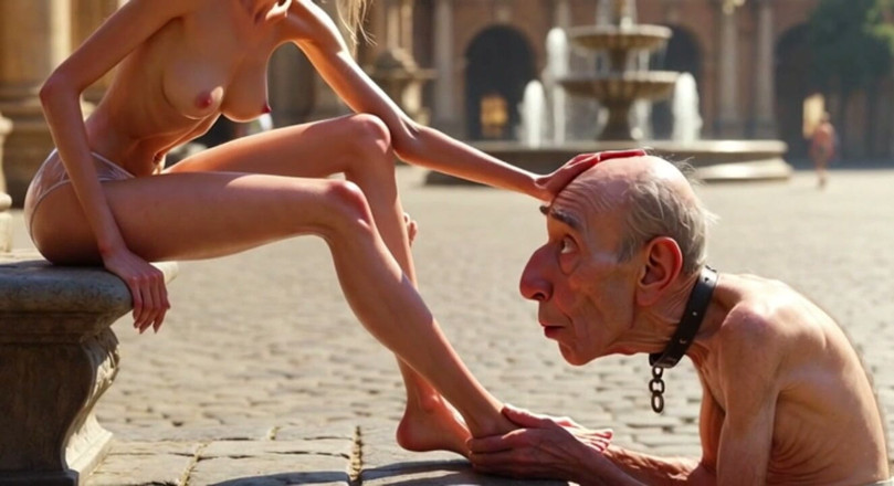 YOUR BEST FANTASY: Uomo Sottomesso Che Adora La Padrona Piedi in Piazza Pubblica