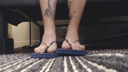 Abby Anna: Navy toe play in flip flops