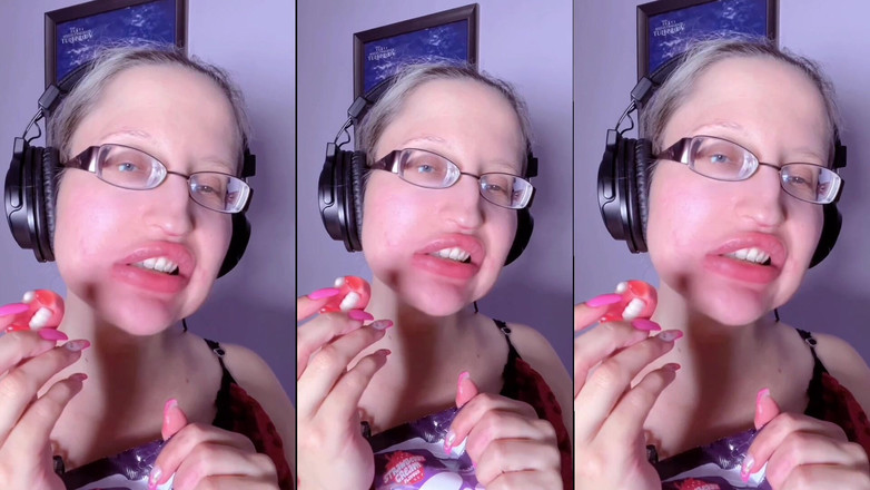 FinDom Goaldigger: 엉덩이 치아 사탕 먹기 - Asmr, 눈 안경, 지안, 립스틱, 큰 입술, 흐른, 음식, 얼굴 페티쉬, 긴 손톱