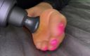 Pink Foxx: Ebony Girl Gives Her Feet a Massage with a Massage...