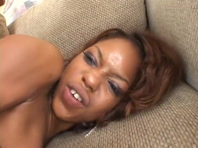 Fuck me Hard: Lusty black sex goddess gets rough dp on the couch