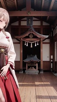 Contrasto proibito tra santuario e camera da letto, segreti bagnati sotto il kimono rosso e bianco.