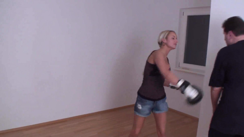 Femdom Austria: Boxing workout with punchball slave Joschi