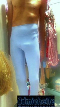 Cdmichelle Wearing Sexy Blue Spandex Bulging Withe See Through Thong