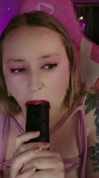 Suck Big Black Dildo