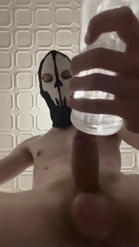 7 Polegadas (18cm) Pau Quente De Propriedade De Um Gêmeo Mascarado Fino. Lanterna Intensa Masturbação, Gemendo. Video Completo