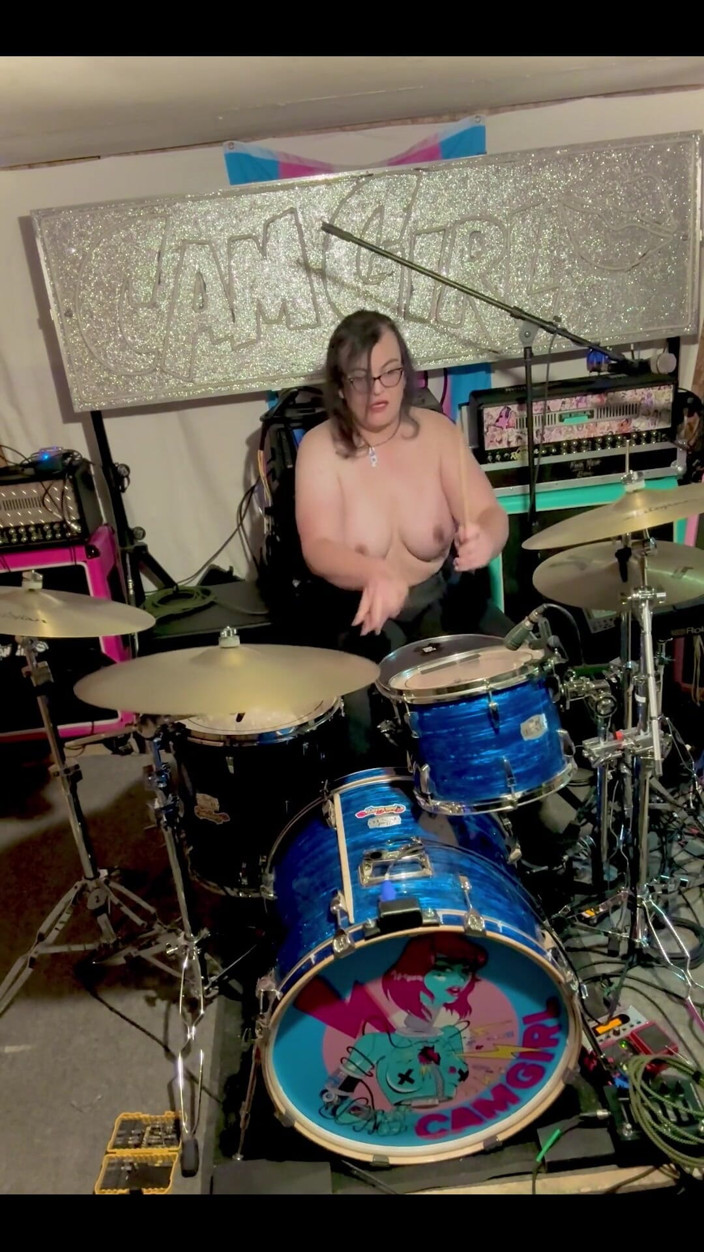 Christi Cream Cake: Topless Tour Kit, This Is Me Showing off the Drum...