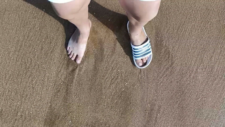 Idmir Sugary: Feet and the Sea Extra Slowmotion - One Foot Barefoot and...