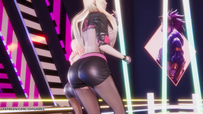 3D-Hentai Games: Blackpink - silbata Ahri Akali Seraphine sexy striptease Liga de leyendas...