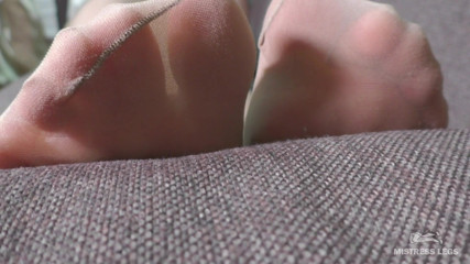 Mistress Legs: Sexy soles closeups in sheer nude pantyhose