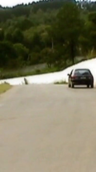 A horny young couple has sex in a car in the middle of nature