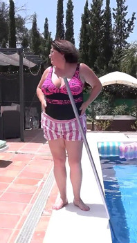 Auntjudys - Busty Redhead MILF Jojo Robinson Goes Skinny Dipping in the Pool