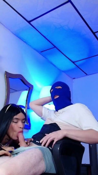 Big Ass Trans Takes the White Boy's Whole Cock Until He Explodes with Milk