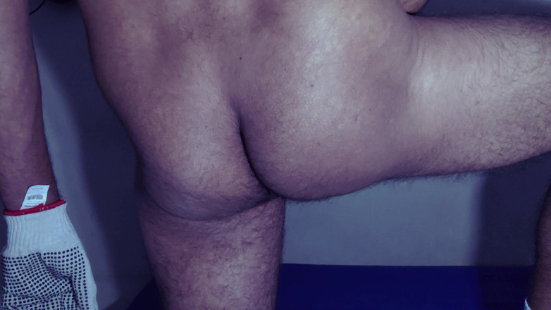 Stink HairyMale: Masturbation with Pvc Gloves