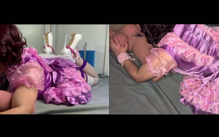 Sissy Candy: Рожева сіссі в собі в бондажі замкнена на своїй ляльці і жорстко трахається машиною