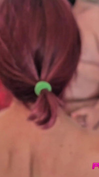 Sexy Redhead Stepmom with Saggy Tits Finger Fucking While She Suck Cock and Then She Kneels and Suck Some More
