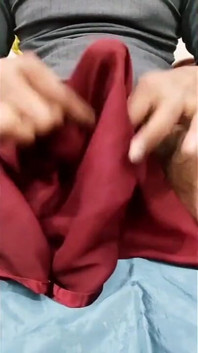 Satin Silk Handjob Porn - Dick Head Rub with Satin Silky Maroon Suit of Nurse (84)