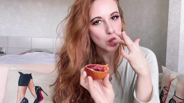 Holy_Red: Yummy Orange Suck - Playful Tongue Tricks &amp; Juicy Mess!