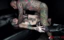 Alt Erotic: Худую татуированную милашку трахает большой хуй, затем покрытая спермой