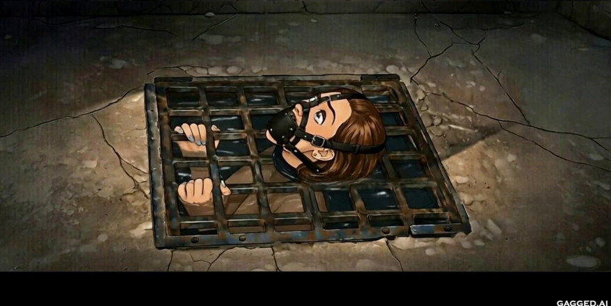 Gagged AI Cartoons: 赤い服の女