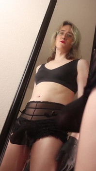 Cumming on My Mirror From a Black Nitrile Glove Oiled Handjob
