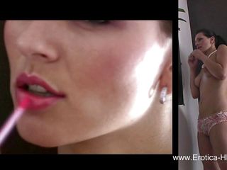 Erotica HD: Katie lipstick mirror tease