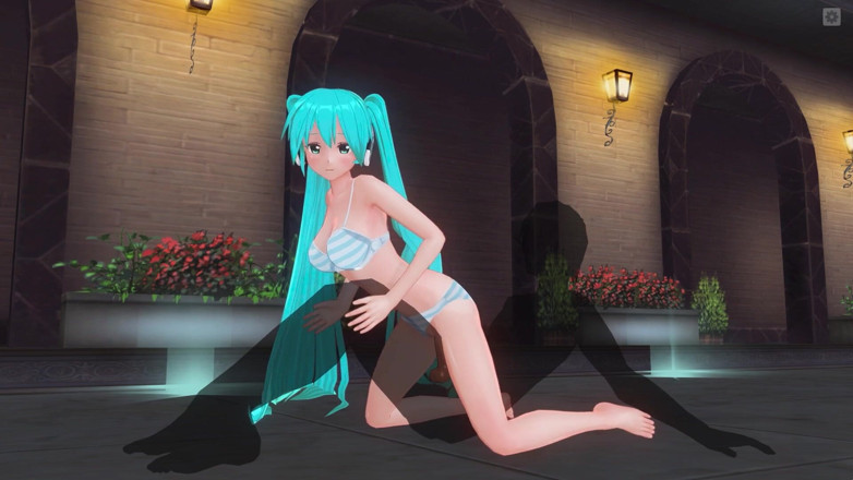 H3DC: 3D Hentai. Miku in a swimsuit rides a dick near...