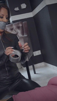 Charlie Monaco Tied up and Gagged Along with Rara Big in Bondage Tape Bondage and BDSM