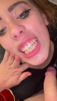 Toilet pee fun sloppy teen blowjob