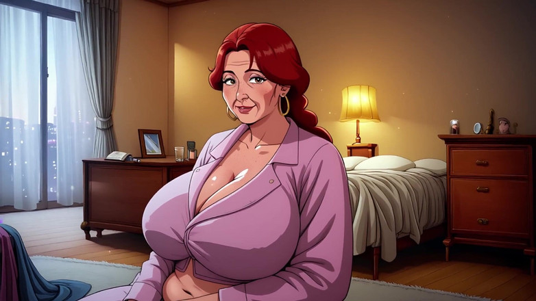 AI Porn: Ai orta yaşlı seksi kadın evde kızıl saçlılar