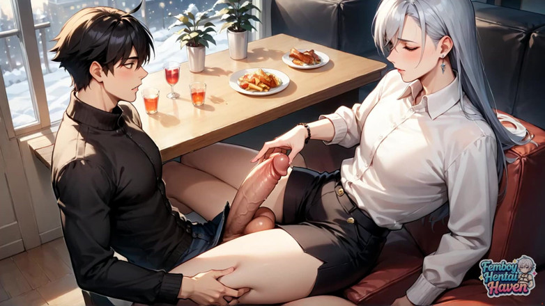 Femboy Hentai Haven: Трансвеститська вітрина з великою дупою в кафе перетворює найкращу фембою на розпусний символ траху а-тон