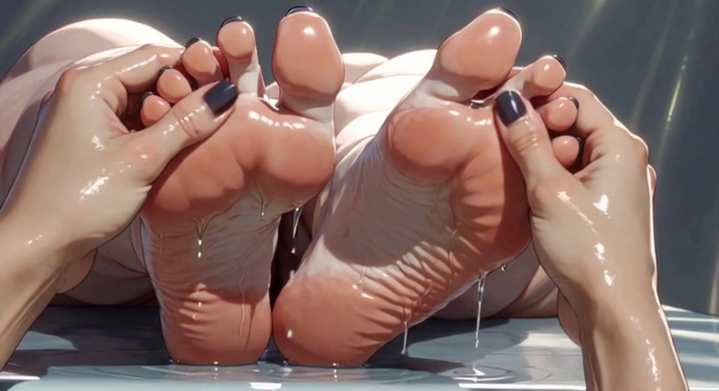 YOUR BEST FANTASY: Urutan kaki minyak montel super saiz rakaman dekat - kaki yang...