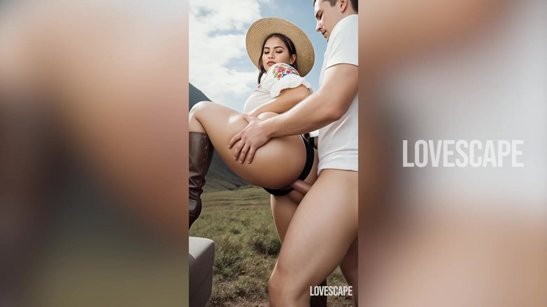 Lovescape: Peituda camponesa da montanha - leva pau profundo em meio a...