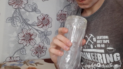 AlexRusFun: A horny student in blue jeans fucks a sex toy...